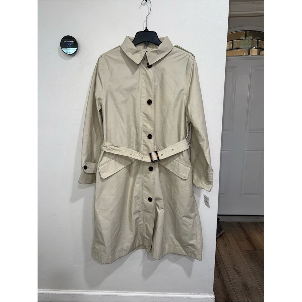 NWT Barbour Camilla Waterproof Trench Coat SZ 14 MIST/CLASSIC